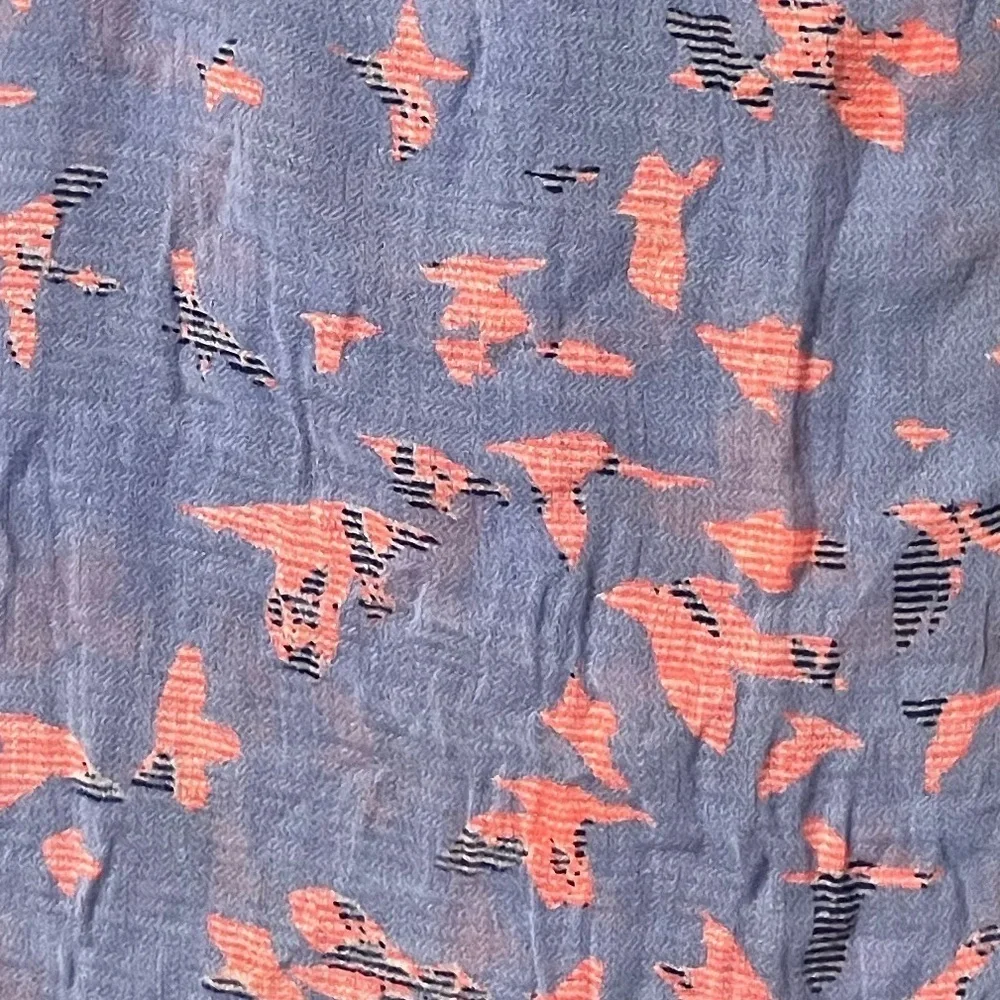 Gap pashmina in a blue and red novelty birds print.